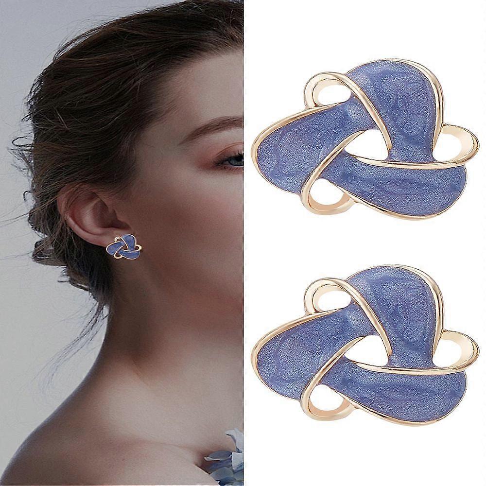 1Pair Alloy Enamel Stud Earrings Triangle Golden 18x9mm