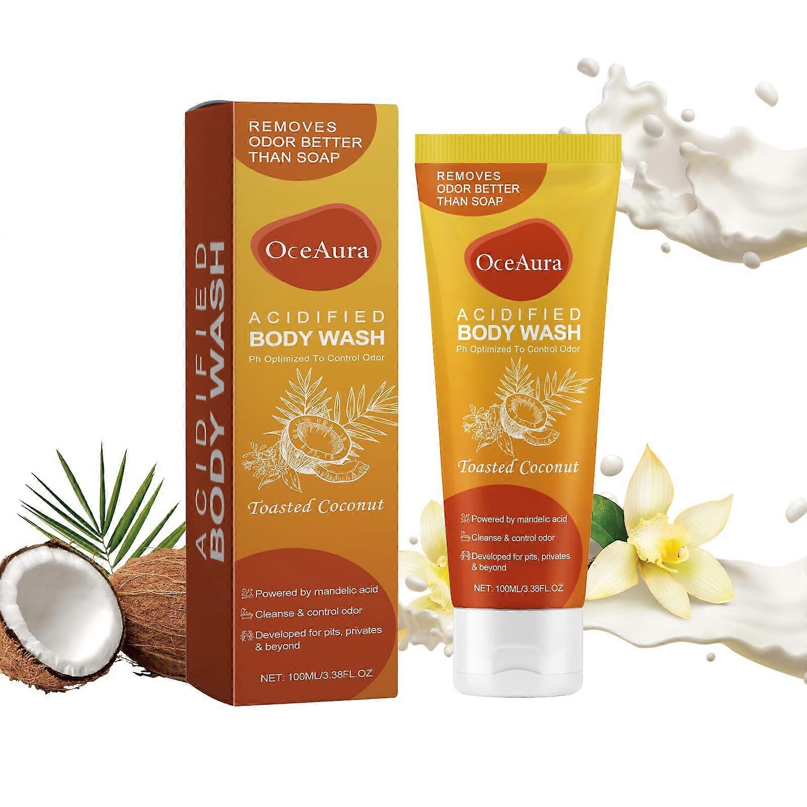 pH Balanced Odor Control Body Wash, Deep Hydration SLS Formula, Coconut Vanilla 3.38 FL Oz