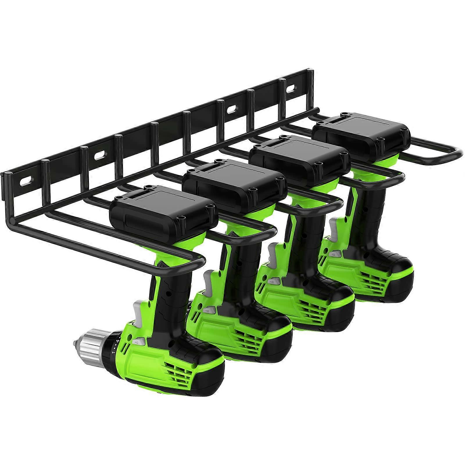 Drill Holder Wall Mount Power Tool Organizer, Heavy Duty Single Rack for Garage and Workshop Storage