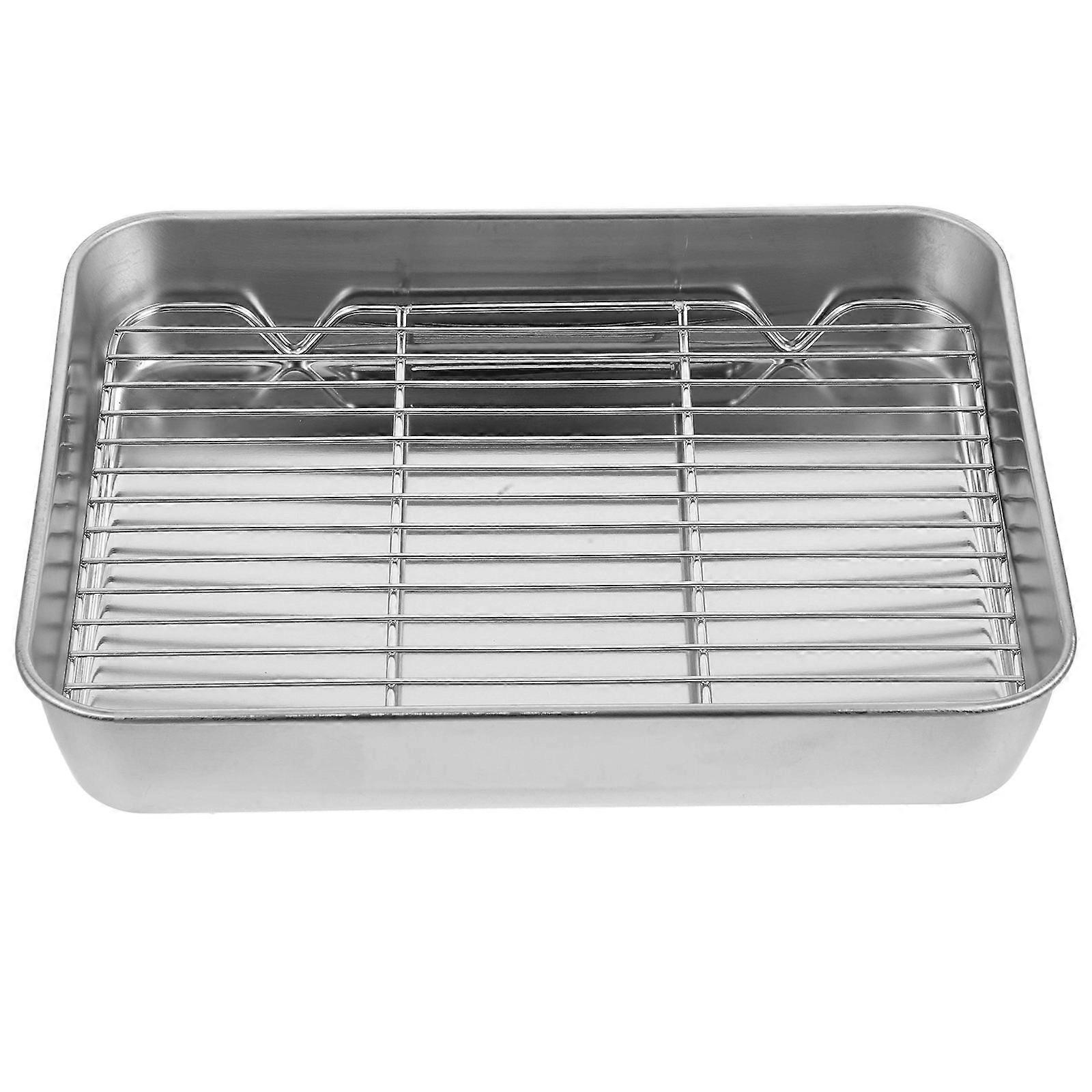 Rectangular Stainless Steel Roasting Pan with Rack for Baking Use Cooking Pan