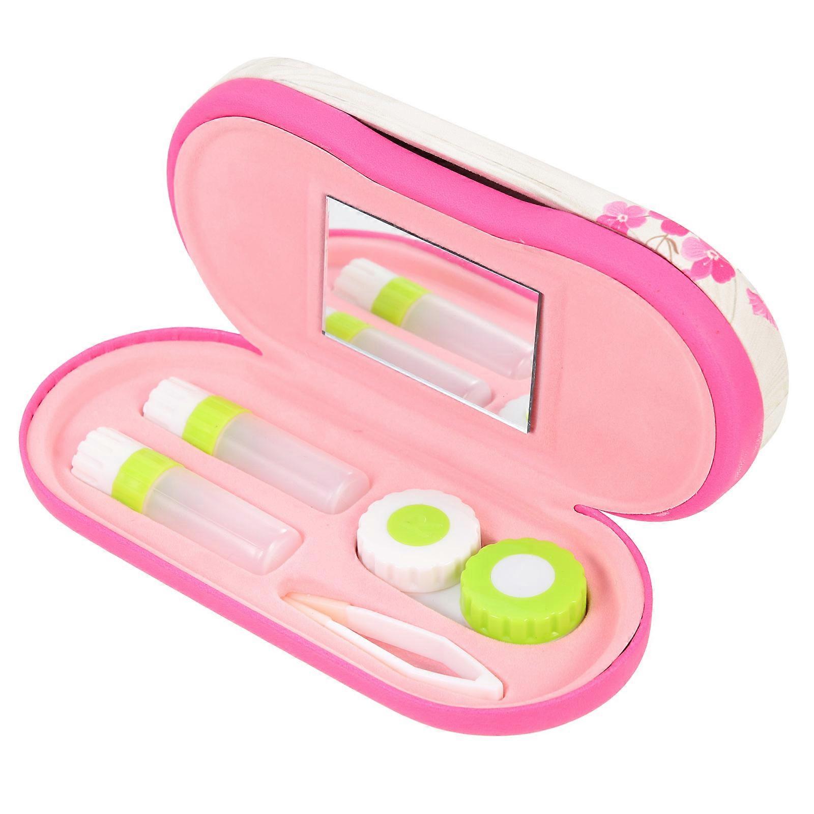 Portable -Lens Case Outdoor Eyeglass Box with 5Sets Pink