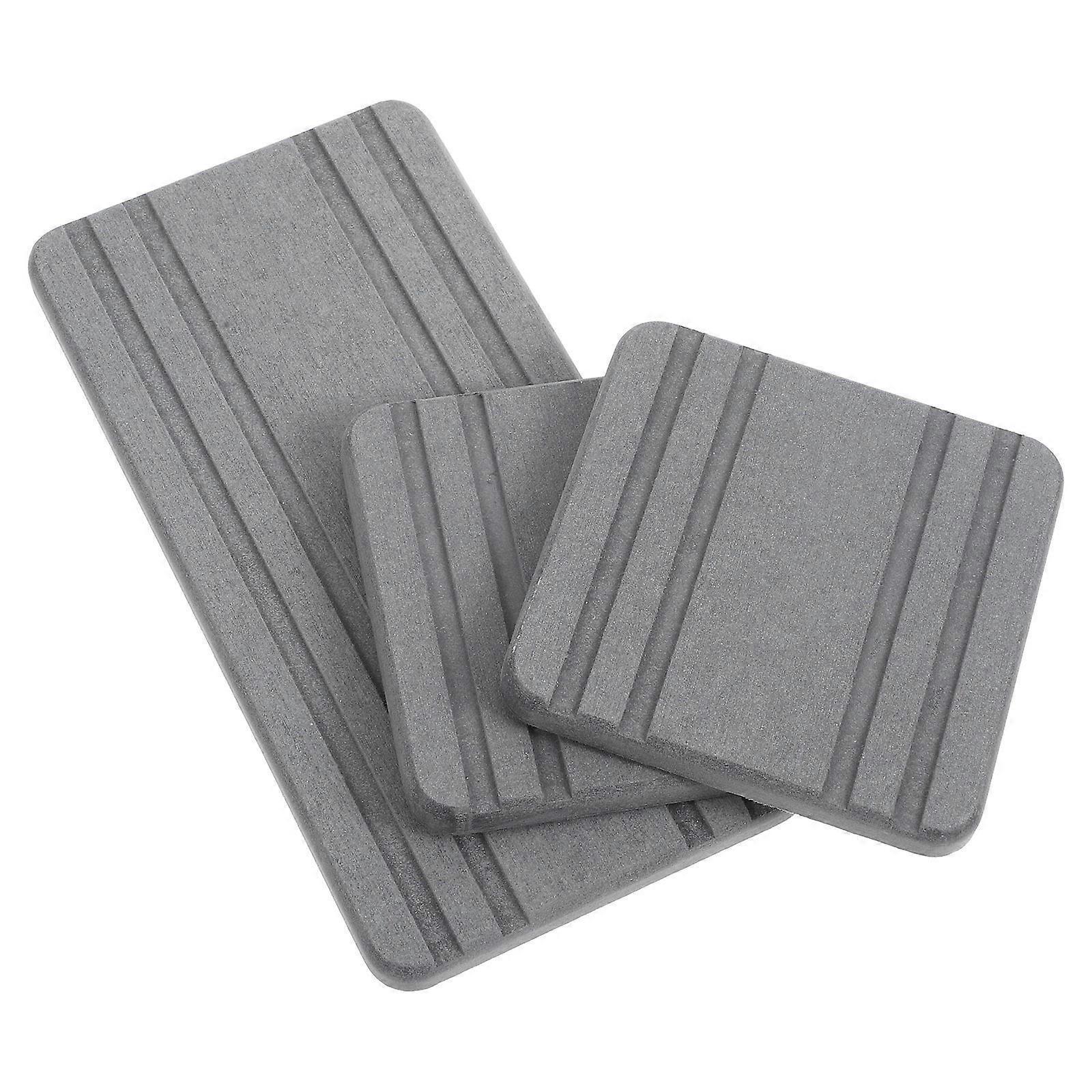Stone Drying Tray Mat with Absorbent Function 3Pcs Dark Grey Kitchen Organizer