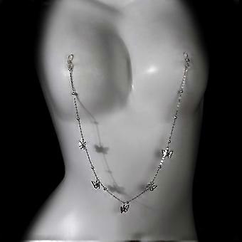 Simple personality nipple clamp chain butterfly tassel nipple chain nipple clamp nipple clamp female toy silver