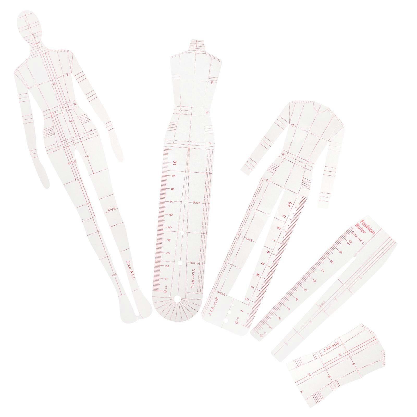 Acrylic Quilting Ruler for Sewing with Humanoid Patchwork Template 5Pcs Set