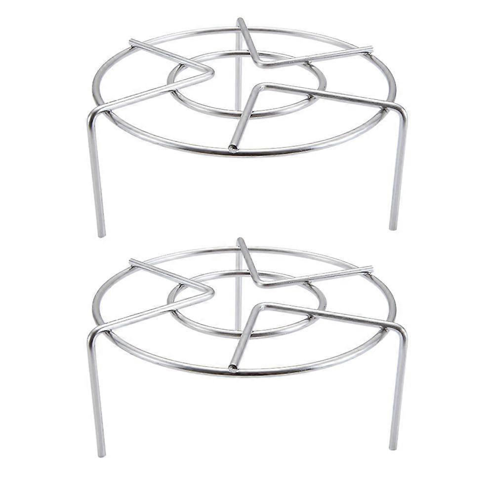 2pcs Kitchen Food Steamer Rack Multi-functional Steaming Shelf Kitchen Tool Silver