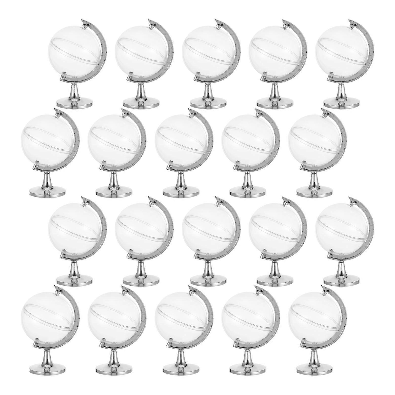 20Pcs Globe Shaped Candy Boxes for Storage Use Silver Wedding Gift Cases