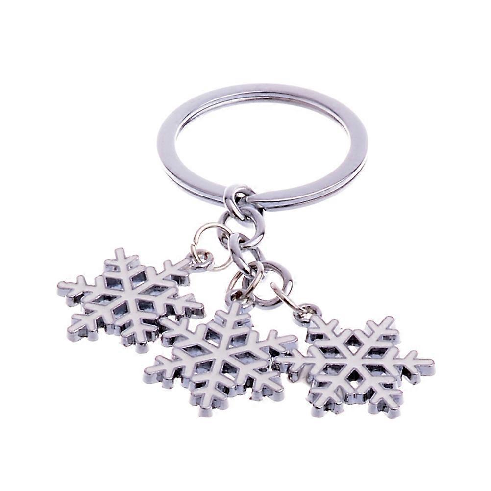Mini Christmas Snowflakes Keychain Decorative Key Ring for Keys Silver