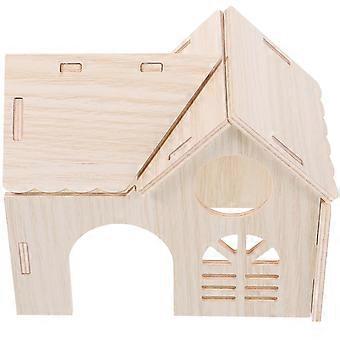 Beige houten hamsterhuis voor een duurzame schuilplaats en speelplezier.