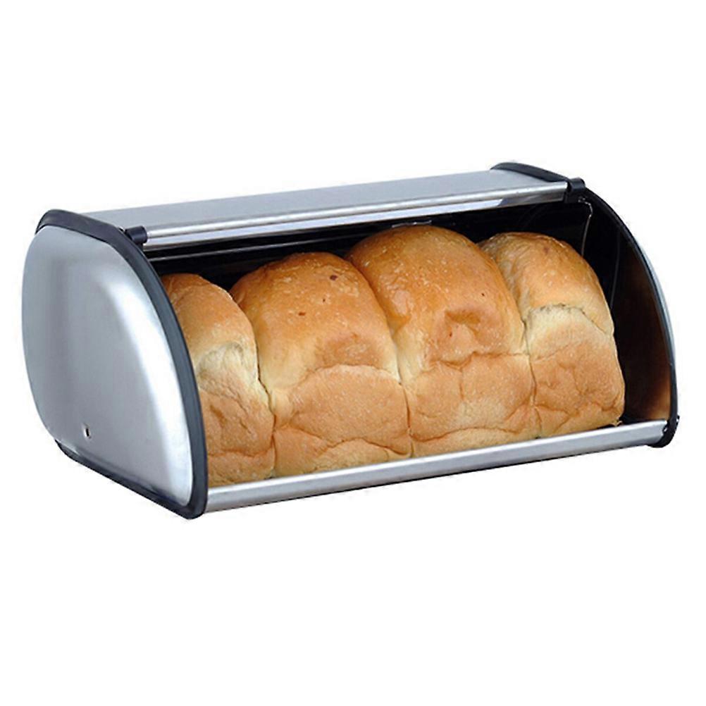 Stainless Steel Preservation Box Simple Design Kitchen Counter Storage Rectangular Store Bread Silver 1Pcs