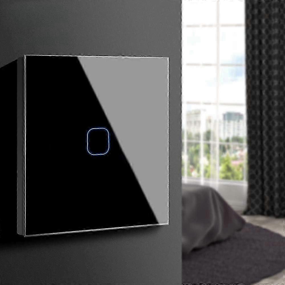 Wireless Touch Switch With Touch Panel, Light Switch With Led Display Light Touch Sensor Panel Waterproof Anti-Scratch Crystal Glass