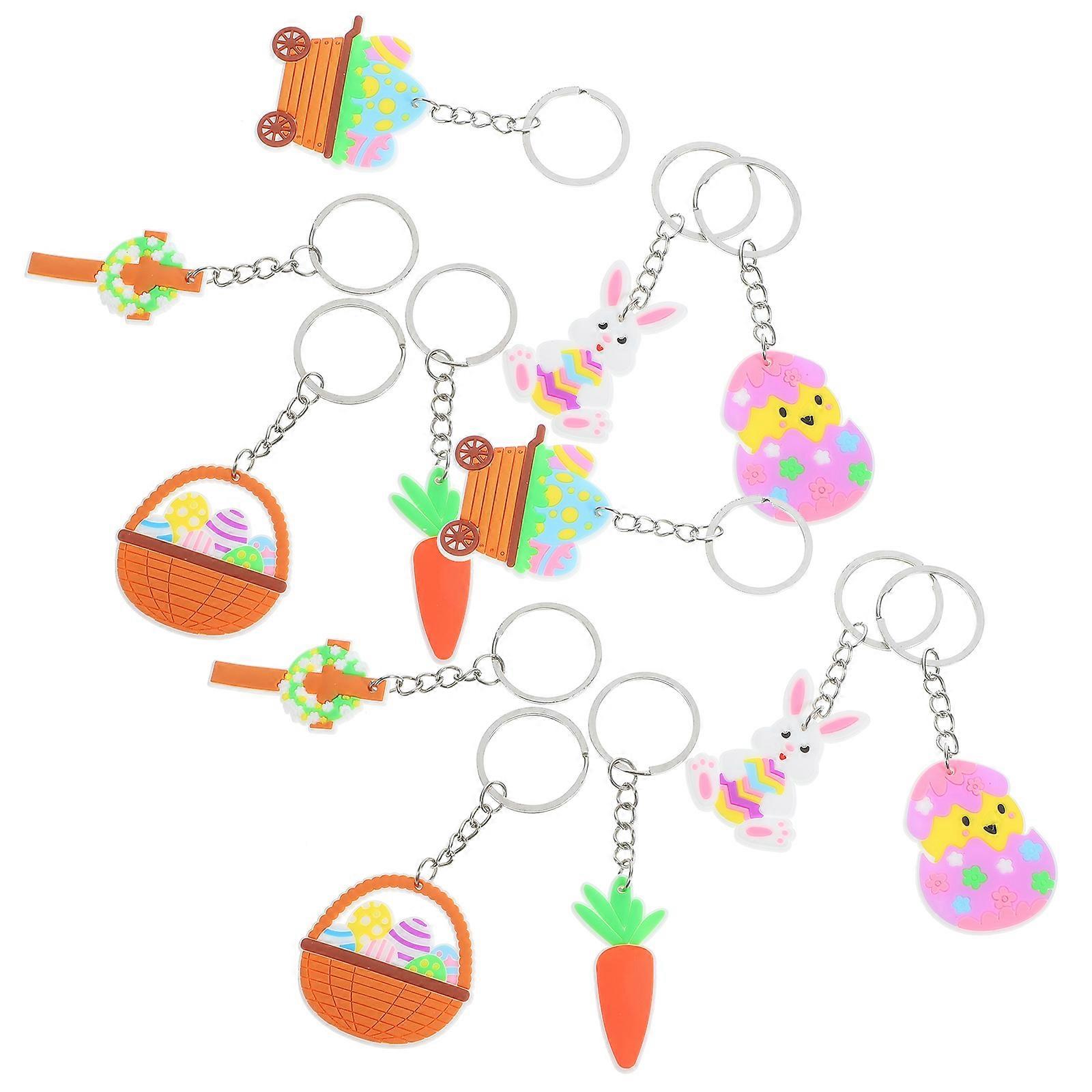 12pcs Easter Keychain Easter Themed Keychain Backpack Hanging Pendant Purse Keyring