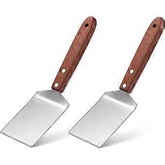 2 small brown cookie spatula metal stainless steel spatula, baking spatula, 2.5 x 8.2 inches