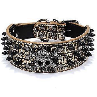 Nagleskinn hundehalsbånd for trening, sport, turgåing, vanntett, mellomstore hunder Gullbrun S