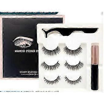 3 par magnetiske øjenvipper 3D mink makeup vipper Eyeliner pincet sæt naturlig falsk kort faux cils