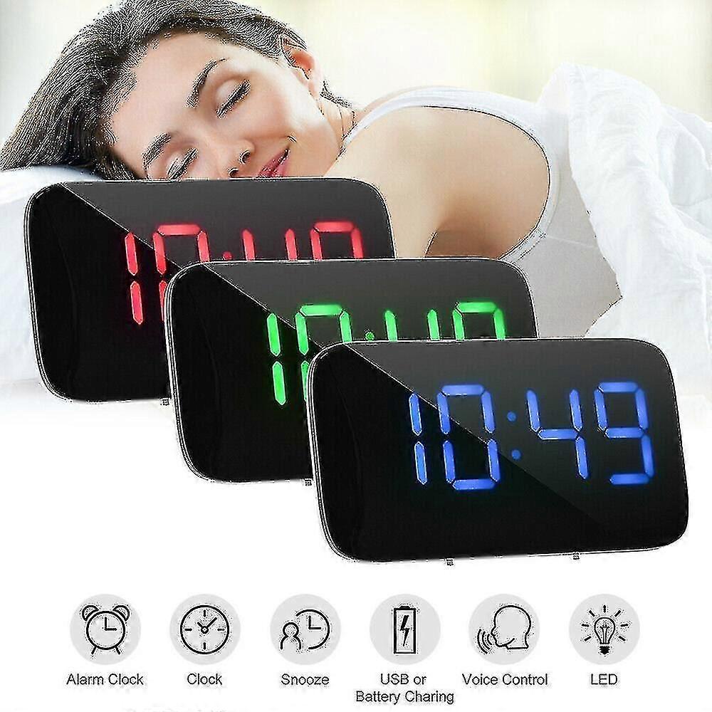 Digital Alarm Led Screen Clock Voice Control Snooze 5 Minute