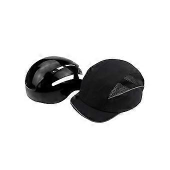 2 in 1 Lightweight Safety Bump Cap, Breathable Mesh Protective Baseball Hat with Reflective Stripes, Adjustable Short Brim Black