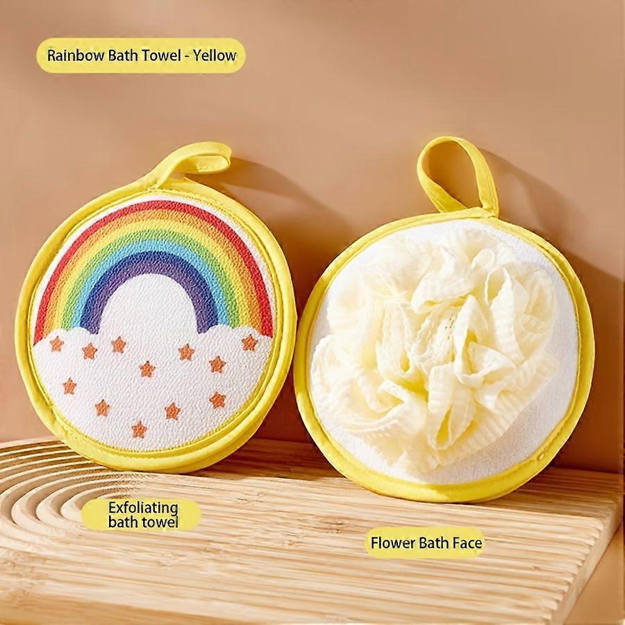 Double-Sided Bath Sponge, Fine Mesh Exfoliating Scrubber with Gentle Soft Side, Hanging Loop for Quick Drying, Polyester Shower Sponge