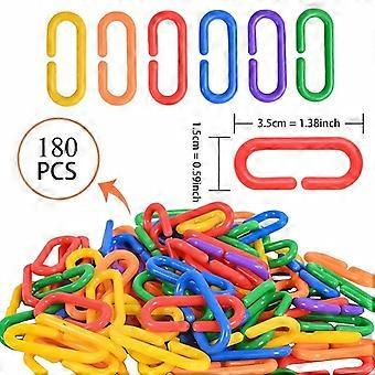 Colorful Plastic Chain Building Blocks 180 Pcs, Snap-Fit Interlocking Toy Set for Early Learning and Color Recognition