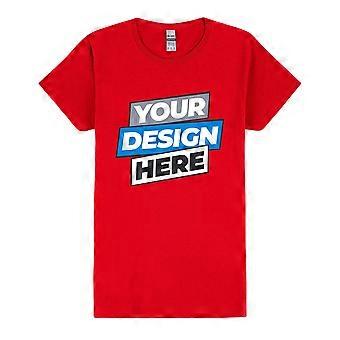 Personalised Ladies Womens Custom Printed T-shirt Logo Text Printing Red Tee Top