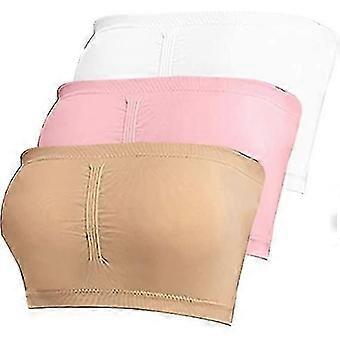 3 Packs Strapless Bras compatible with Women Bandeau Bra Padded Strapless Bralette Bra Seamless Bandeau Crop Tube Top Bra