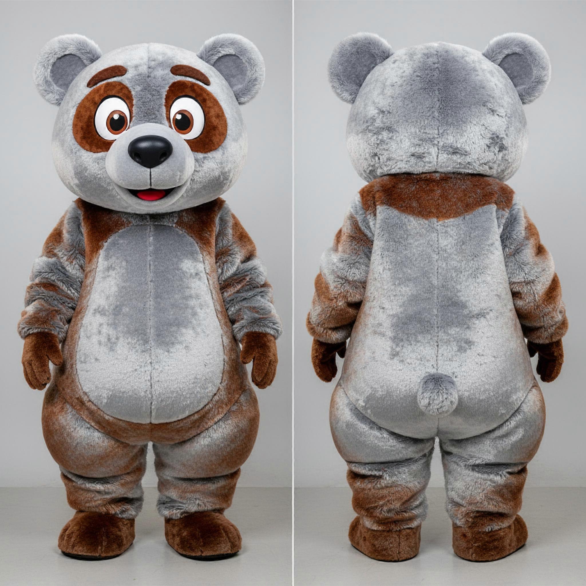 MASTICOT Silver Rounded Spectacled Bear Mascot