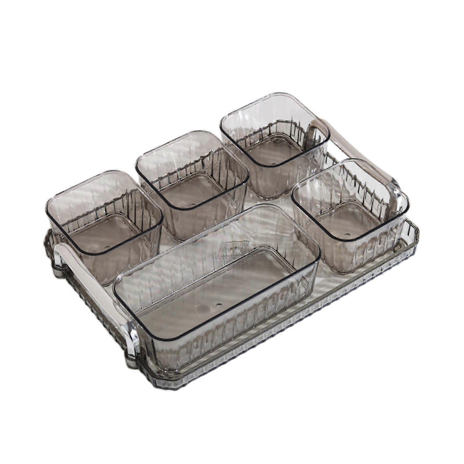 Acrylic Divided Serving Dishes with Platter, Appetizer Tray 5 Removable Snacks