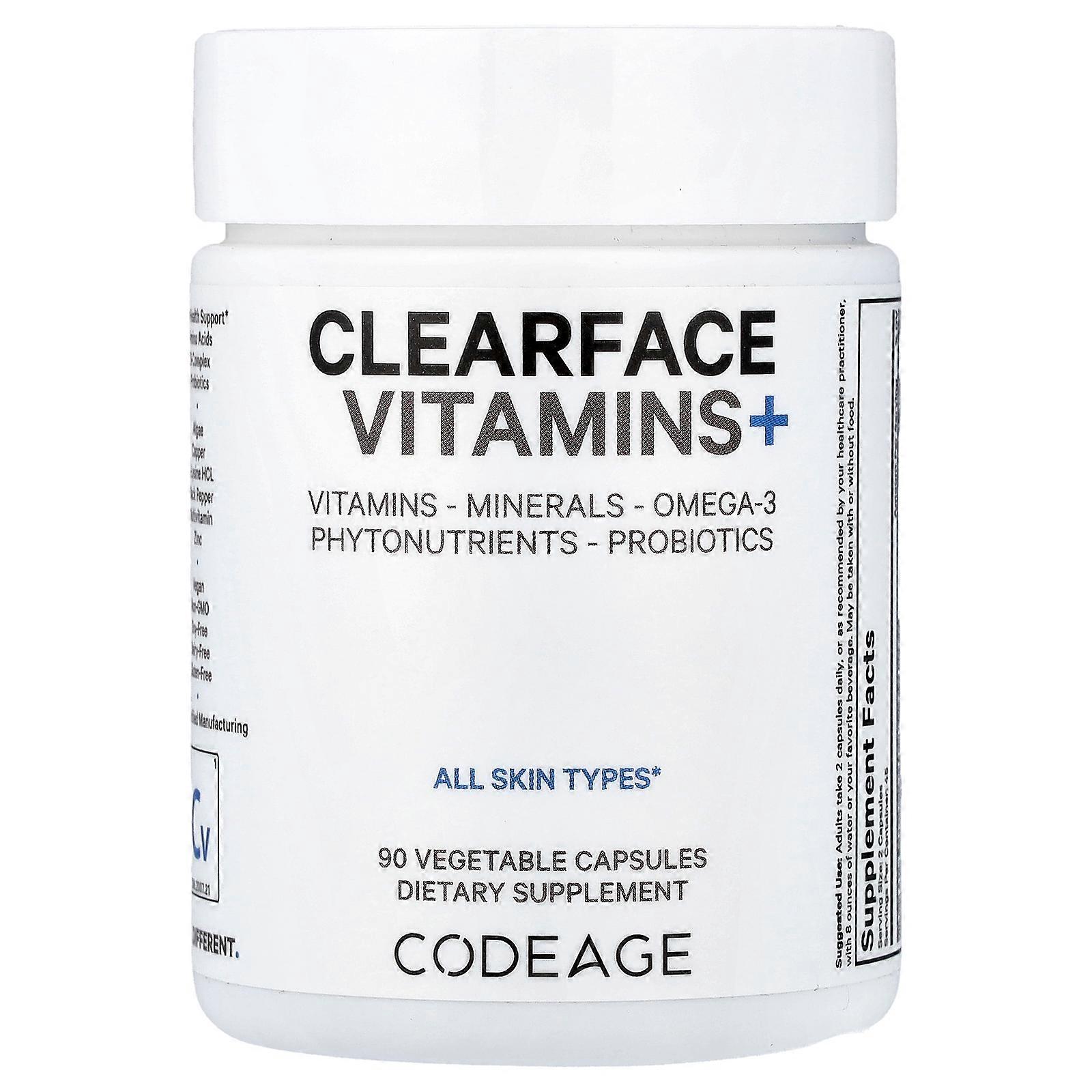 Codeage, Clearface Vitamins+, 90 Vegetable Capsules