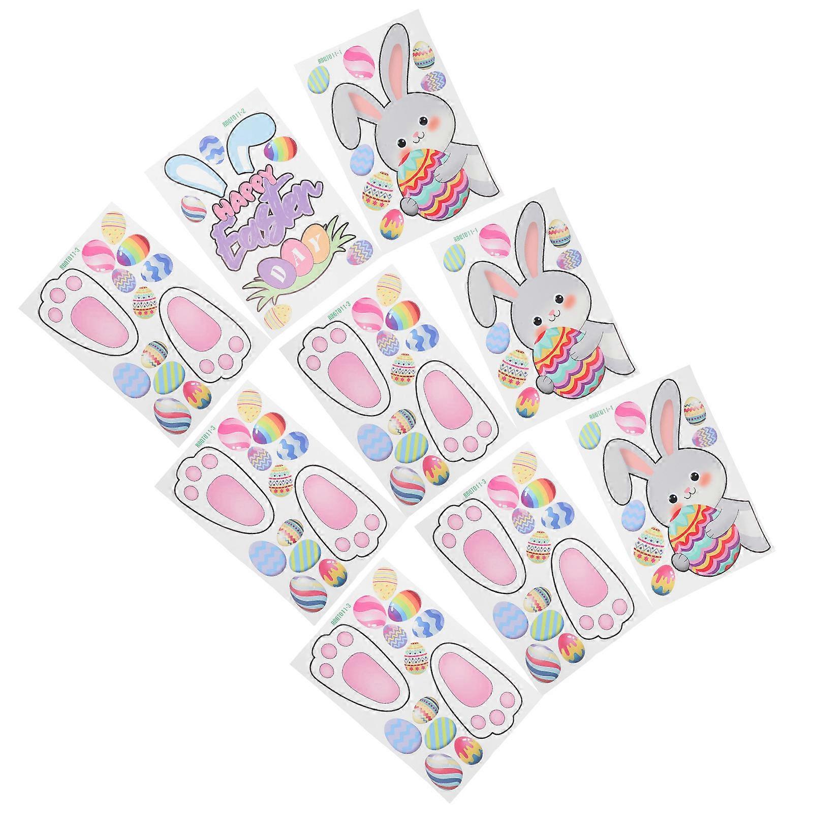 Cute Bunny Decals Easter Stickers for Decor 9Sheets Paper Wall Decals