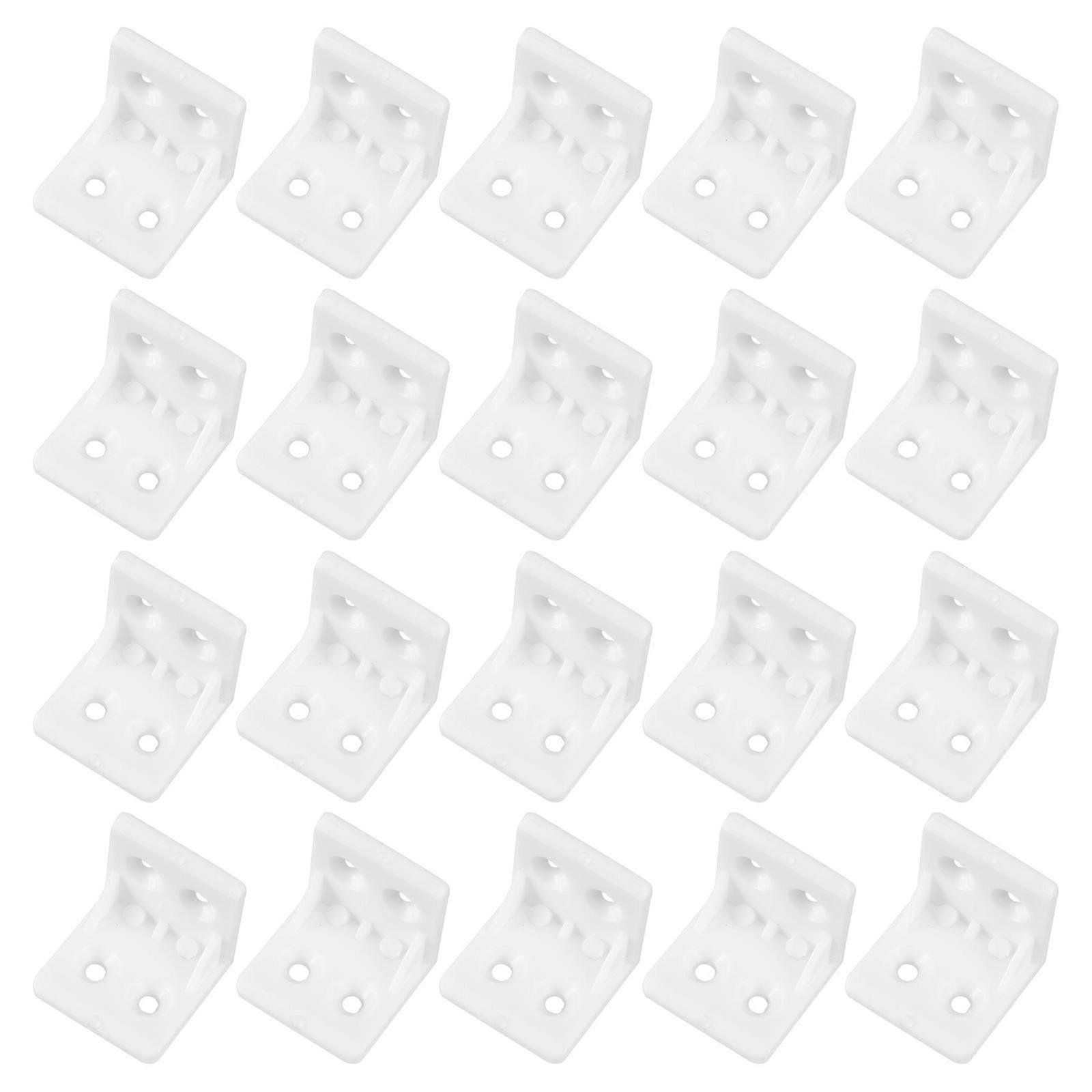 20pcs Plastic Brackets L Shape Right Angle Brackets Braces with 80pcs Screws