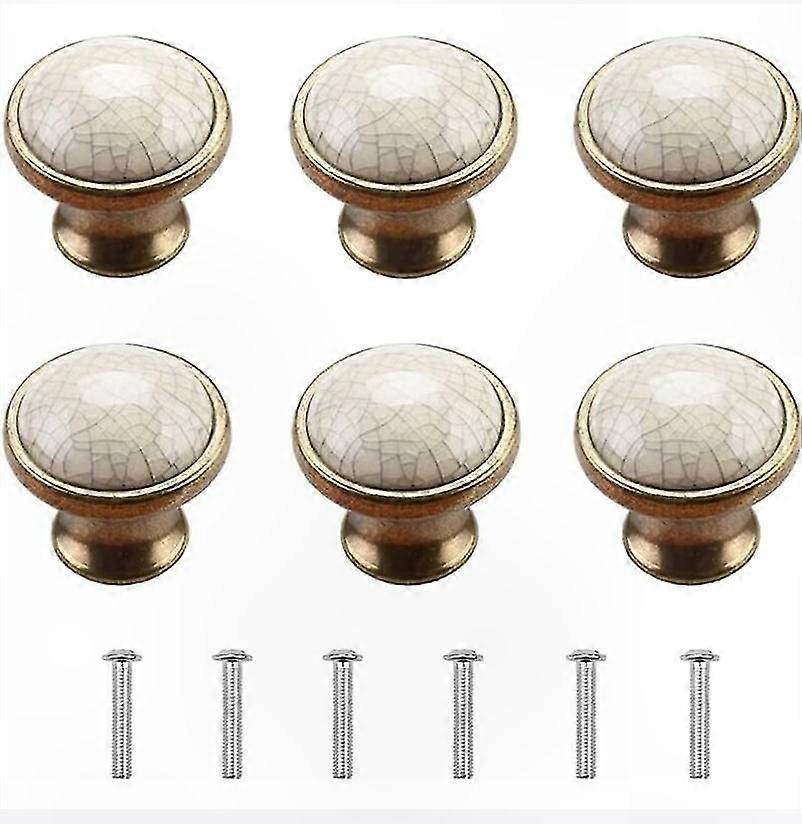 6-Pack Porcelain Knobs for Cabinets and Cupboards, 36mm Drawer Pulls Handles