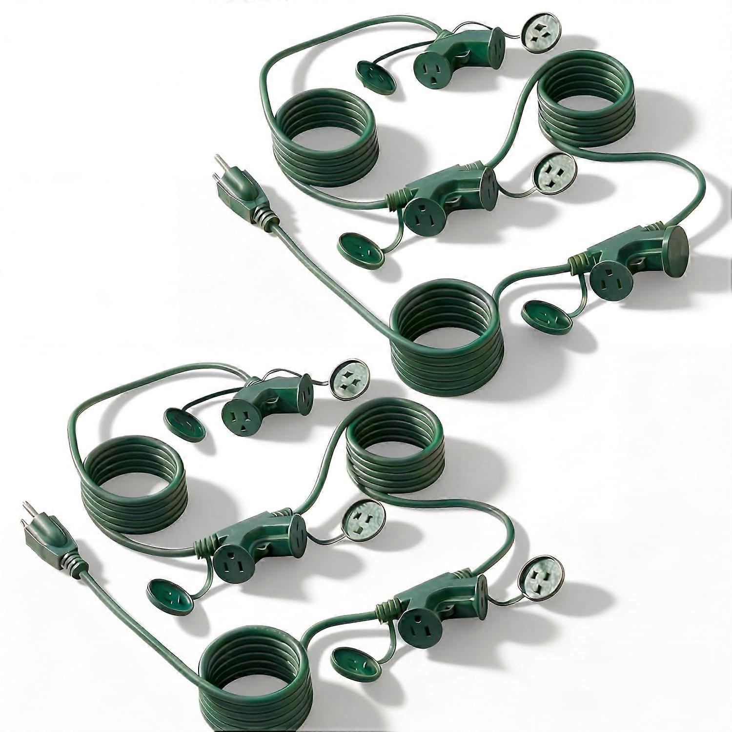 2 Pack 40 FT Christmas Light Extension Cords with Multiple Outlets