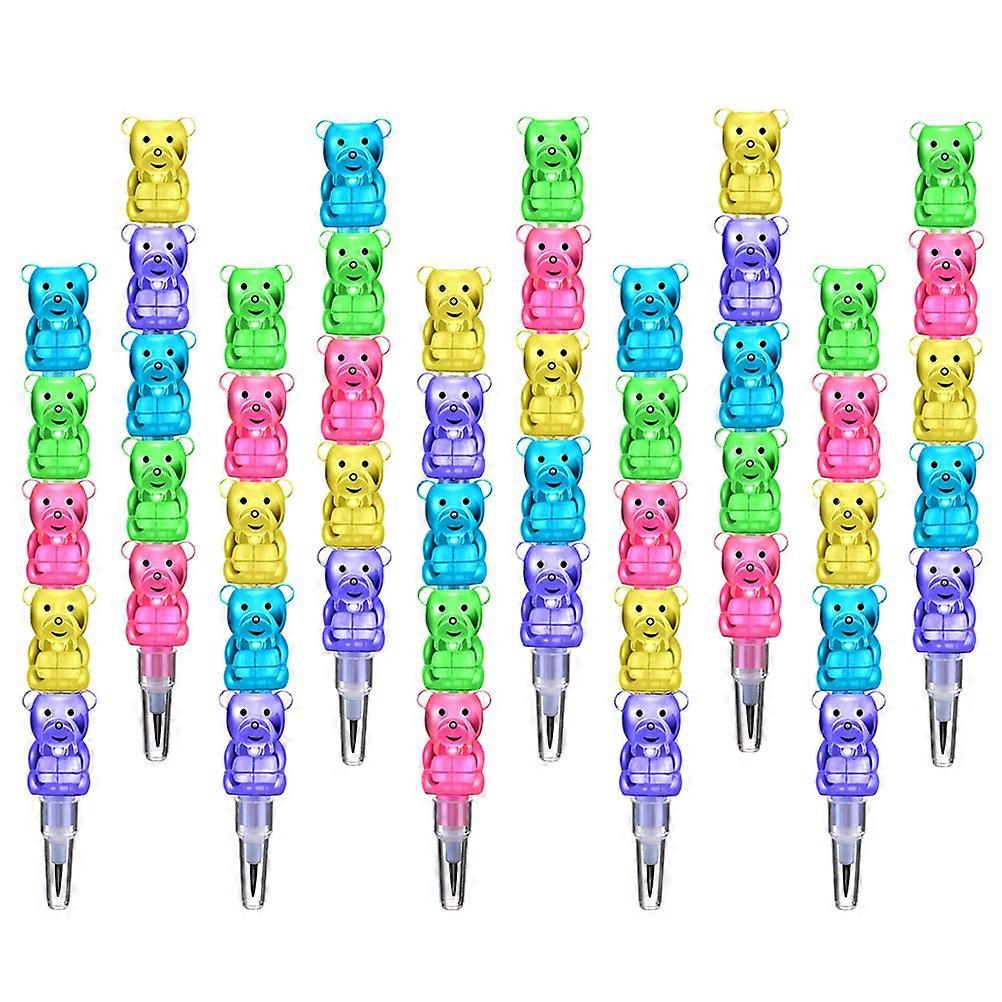 Stackable Bear Pencil Plastic Pencils for School 36Pcs Assorted Colors