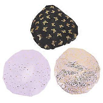 Women Bath Hats Waterproof Shower Caps for Shower Use 3Pcs Elastic Pe Material