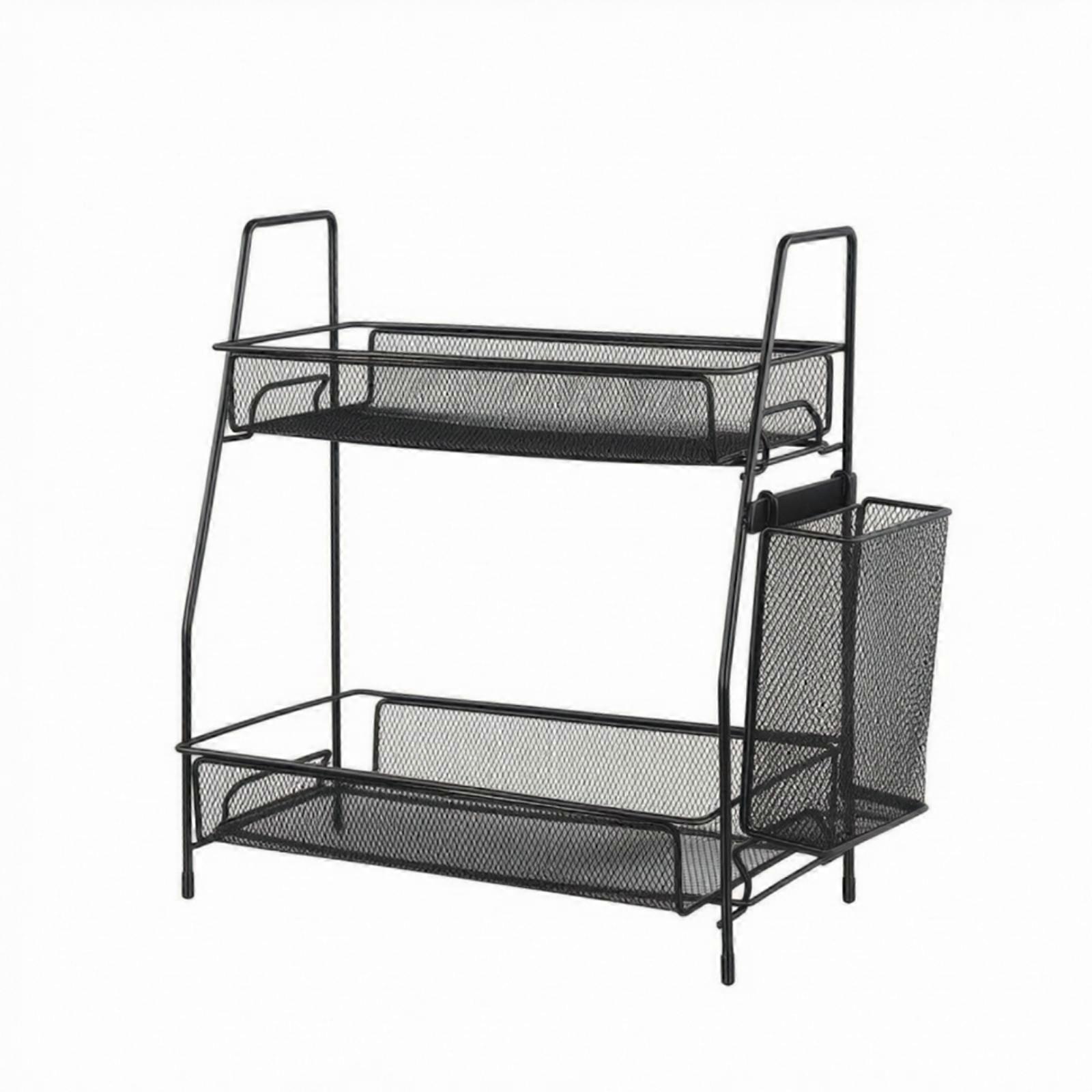 Two-Tier Mesh Desktop Organizer Movable for Vanity Table