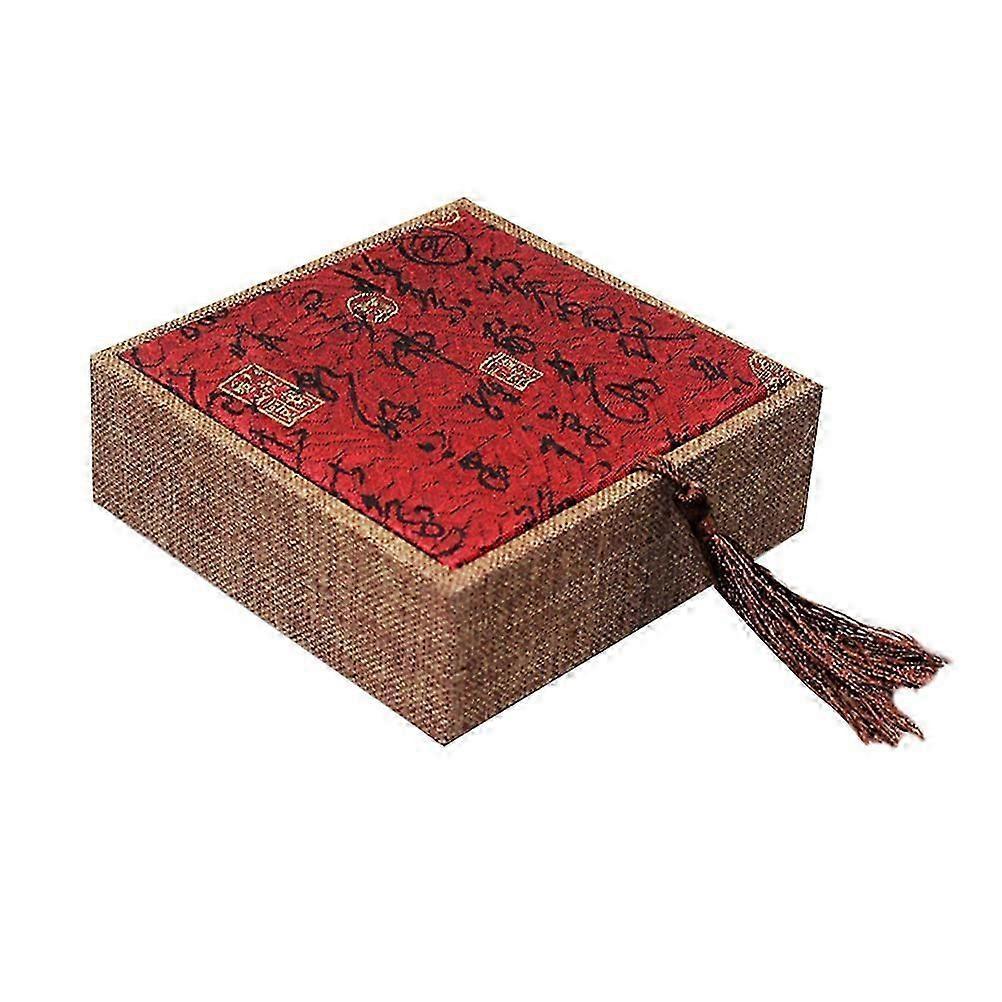 Compact Red Tassel Fabric Gift Box