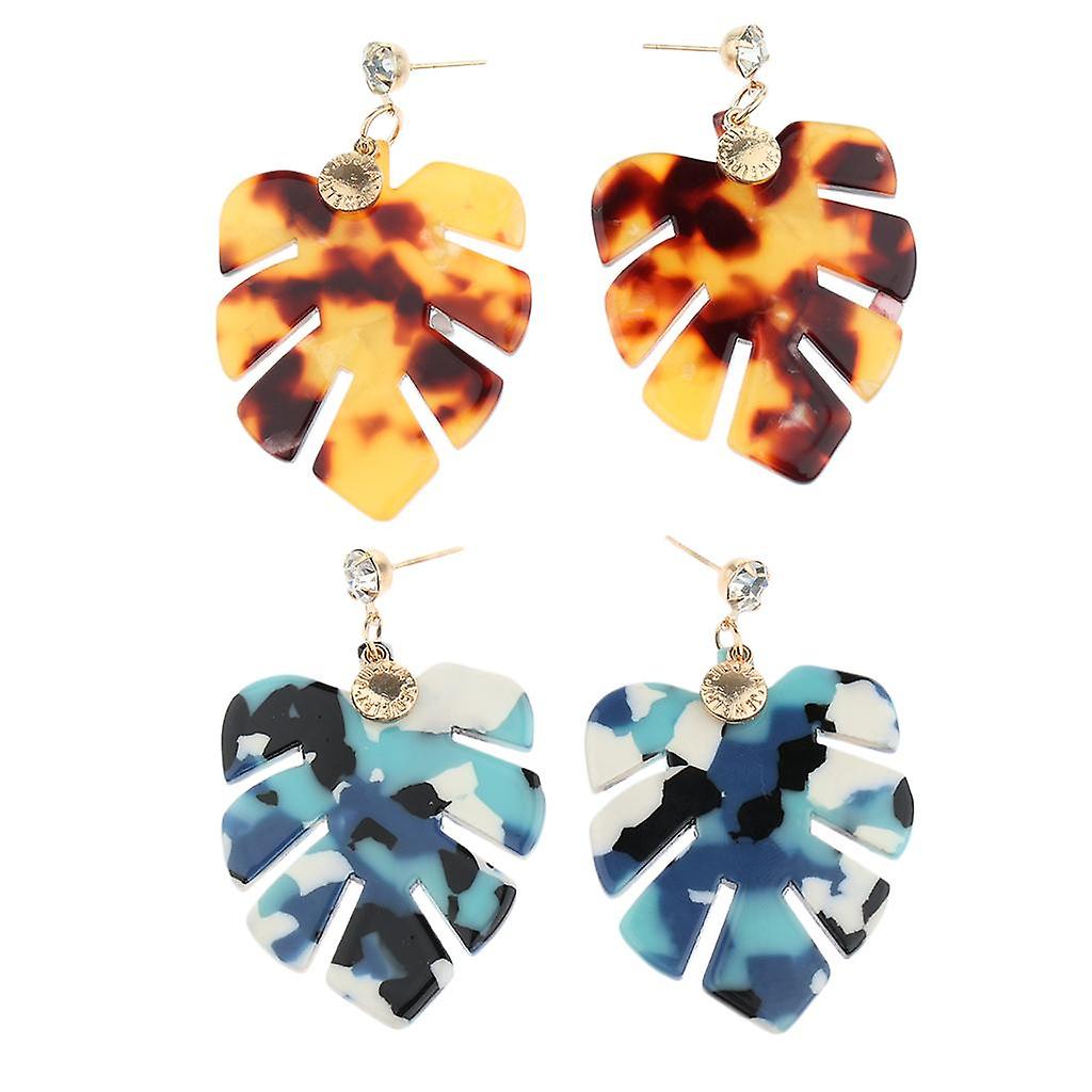 6xélégante Leaf Dangle Boucles d’oreilles Femmes Acrylique Hollow Ear Drops Boucles d’oreilles Jaune