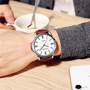 Veeki Mens Wrist Watch - Simple Leather Strap Men's Ladies Couple Watch - for Business Office Work School decorative watch