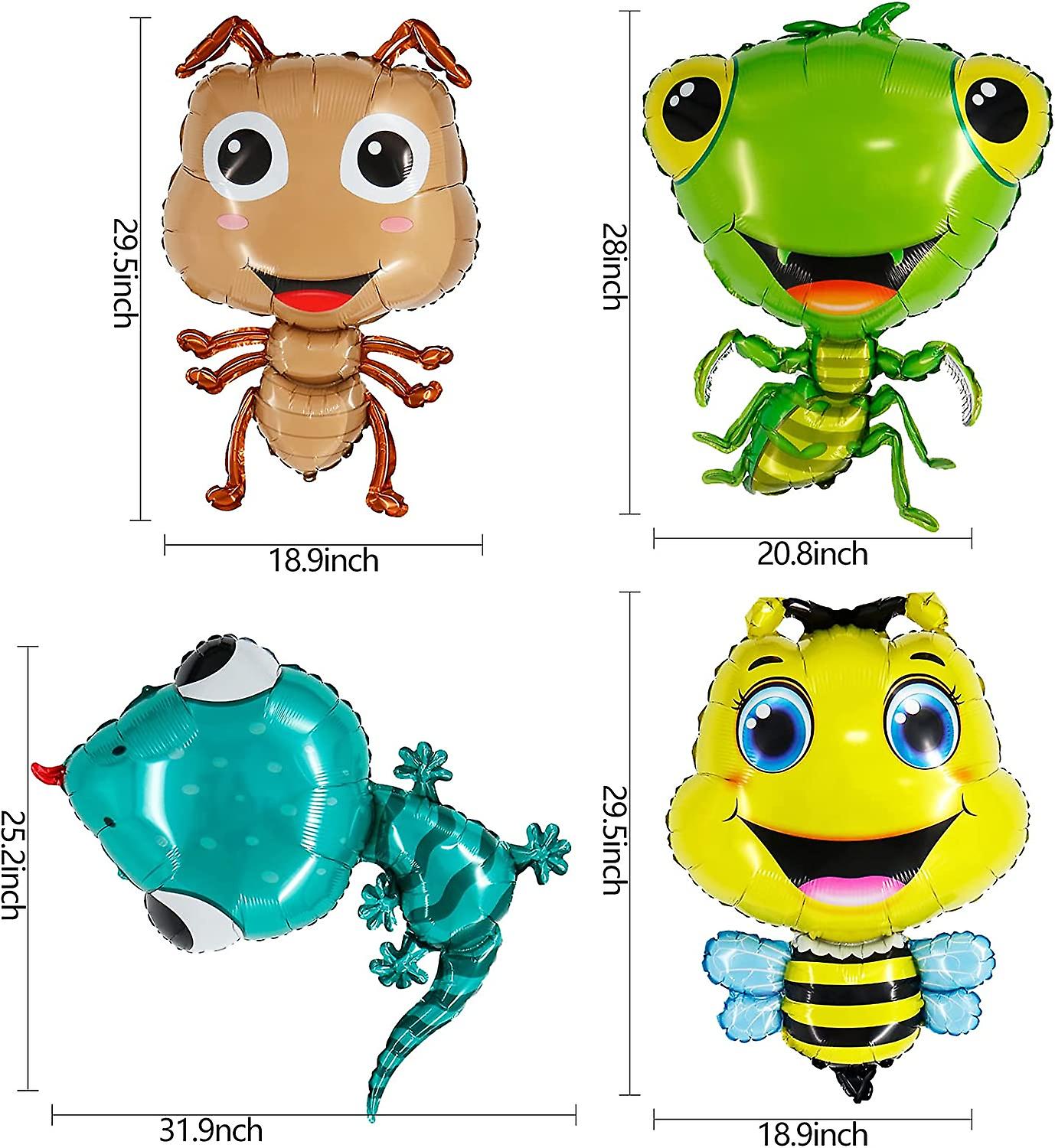 4 Pcs Insect Balloons Animal Cute Bee Gecko Snail Mantis Insect Balloon ...