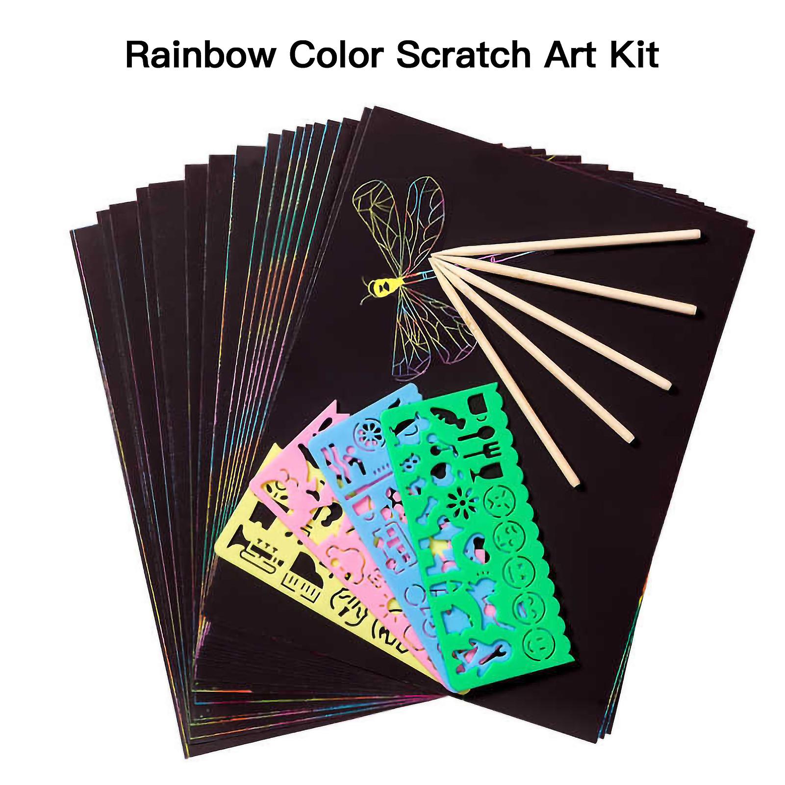 Scratch Paper Art Set Rainbow Magic Scratch Paper 50 Pcs