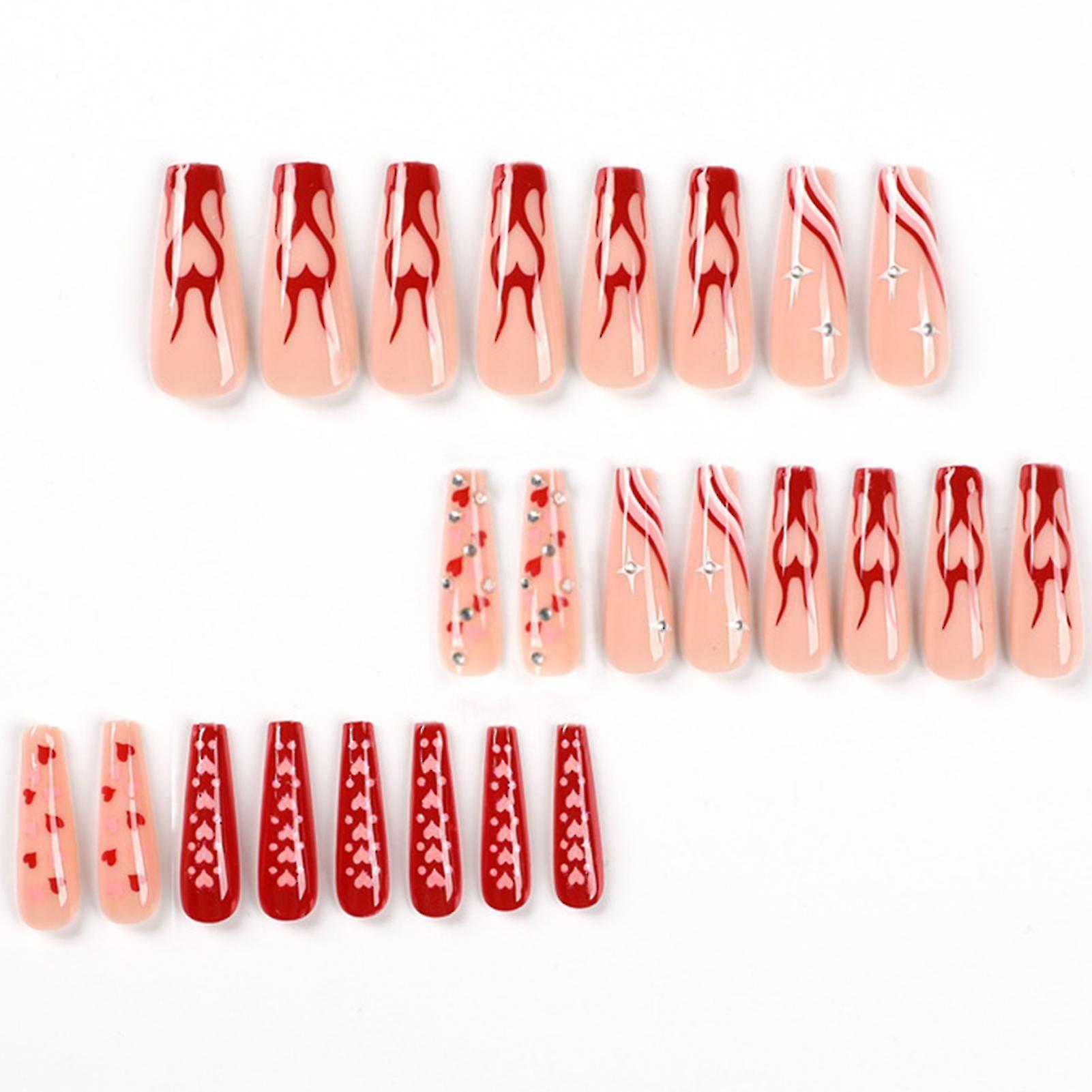Long Fire Wave Pattern Manicure Glossy Firm & Not Fragile Exquisite Style For Extension Manicure Nail Art