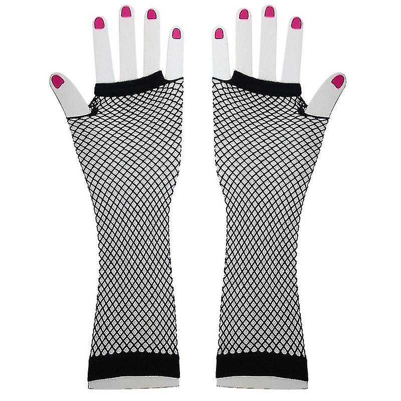 Ladies Rock Gloves 1 Pair Fingerless Mesh Fishnet Short Gloves For Xmas Party