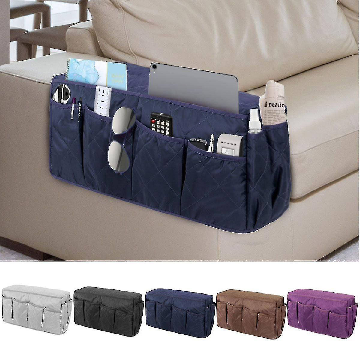 Sofa Armrest Organizer Non-slip Armchair Caddy Remote Control Holder For Recliner Couch With 14 Pockets Storage For Magazine,