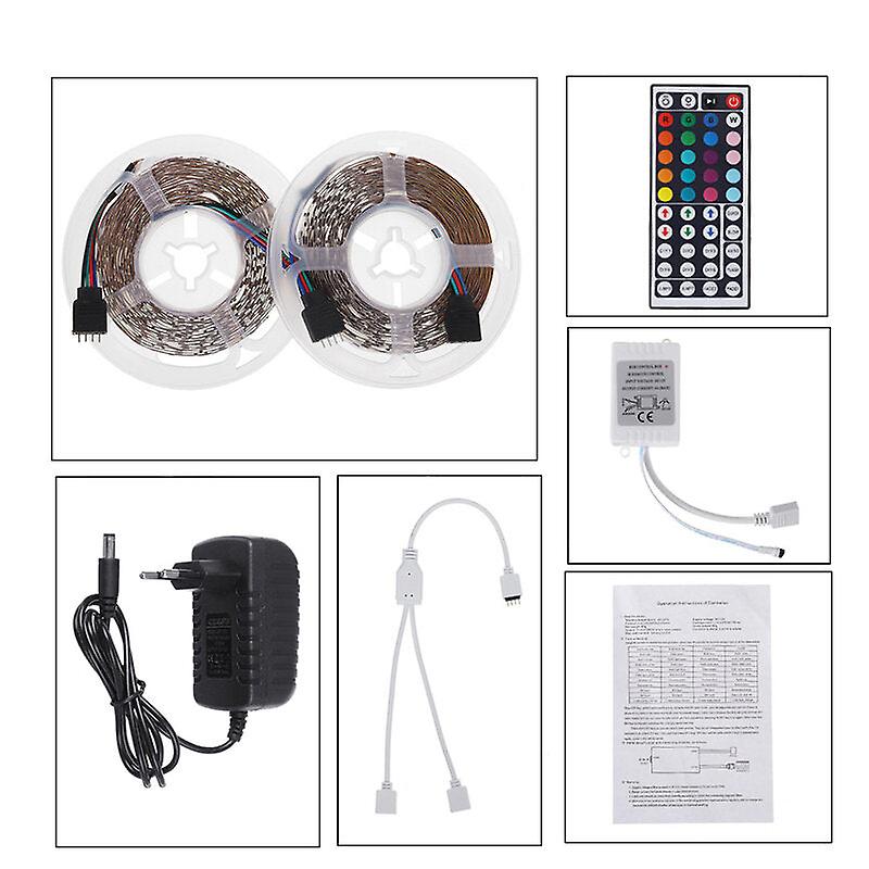 32.8Ft Rgb Led Strip Light 3528 Waterproof/non-waterproof + 44-key Ir Remote + Dc12v Power Adapter
