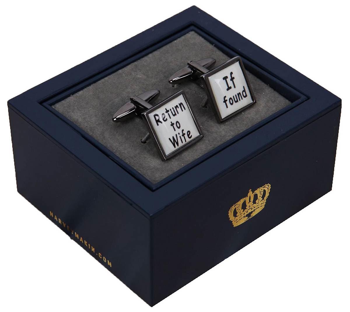 Harvey Makin If Found Return to Wife Cufflinks - White