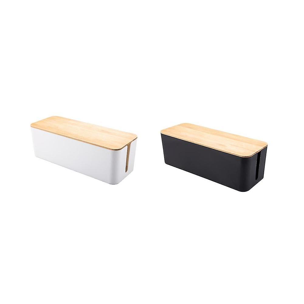 Socket Storage Box Dustproof High Quality Imitation Teak Cover Computer Hub Plug In Storage Box 2pc