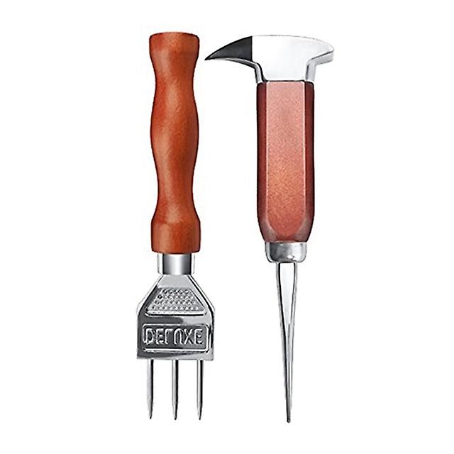2Pcs Ice Pick Ice Chippers Set With Wood Handle, Ice Crusher Ice Tong Perfect For Bars, Bartender. Best Carving Tool