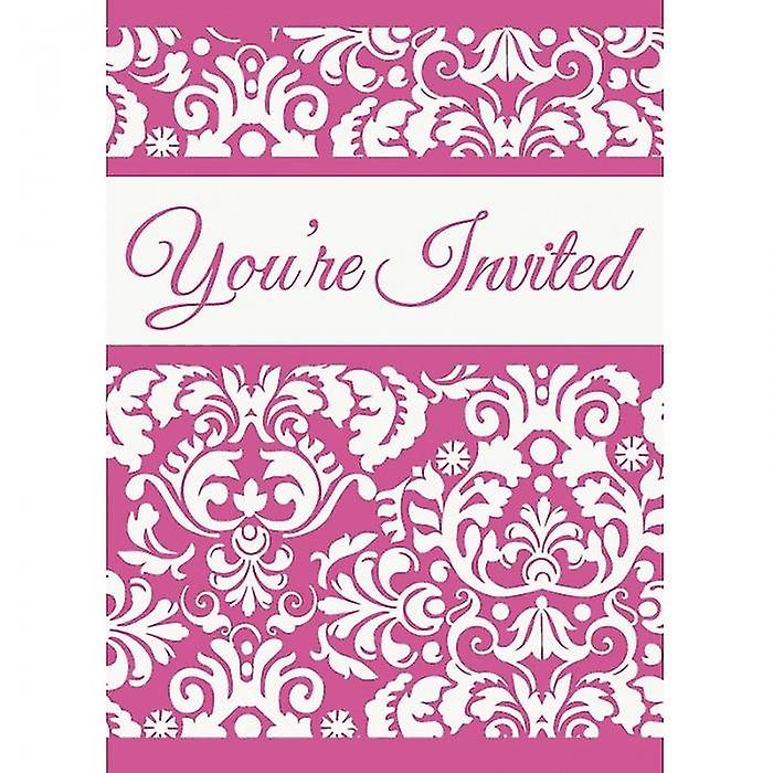 Invitations Damask Party uniques (Pack de 8)