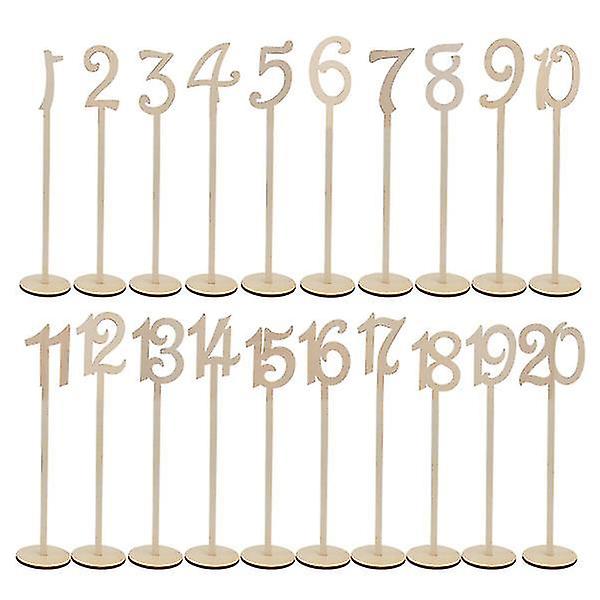 1 Set Wooden Table Numbers Seating Cards For Wedding Party Decoration (beige)