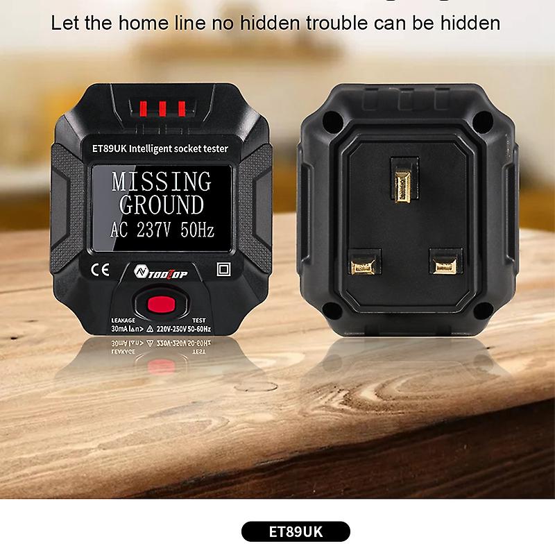 Et89 Intelligent Socket Tester Pro Voltage Test Socket Detector Uk Plug Ground Zero Line Plug Polarity Phase Check Indicator