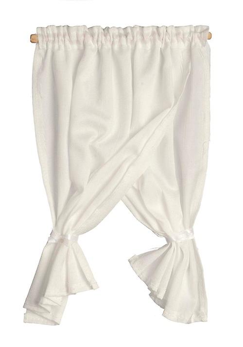 Dolls House White Tie Back Curtains Miniature Window Accessory